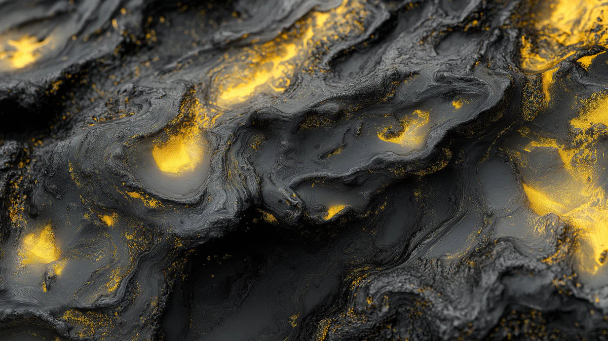Black and Gold Marble-like Mural Wallpaper in Office or Livingroom Black, Gold of Marble-like Mural Wallpaper - room preview 02