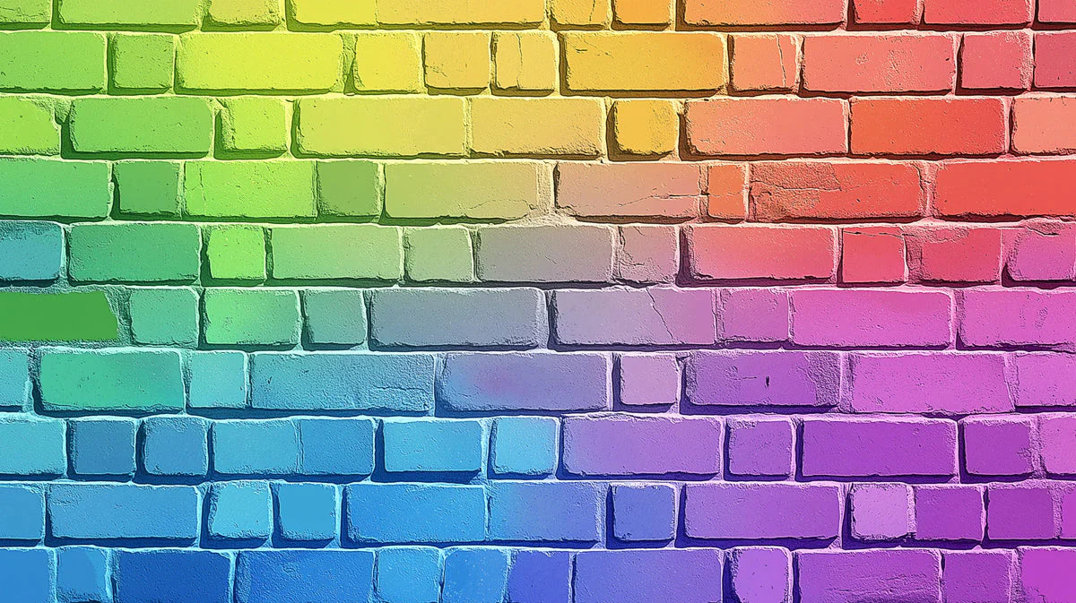 Rainbow Brick Mural Wallpaper in Dining Room Various Colors (Rainbow Colors) of Rainbow Brick Mural Wallpaper - room preview 02