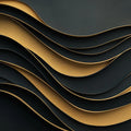 Black and Gold Wave Mural Wallpaper in Living Room Black and Gold Wave Mural Wallpaper - room preview 02