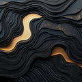 Black and Gold Wave Mural Wallpaper in Living Room Black and Gold Wave Mural Wallpaper - room preview 02