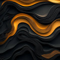 Black and Gold Wave Mural Wallpaper in Living Room Black and Gold Wave Mural Wallpaper - room preview 02