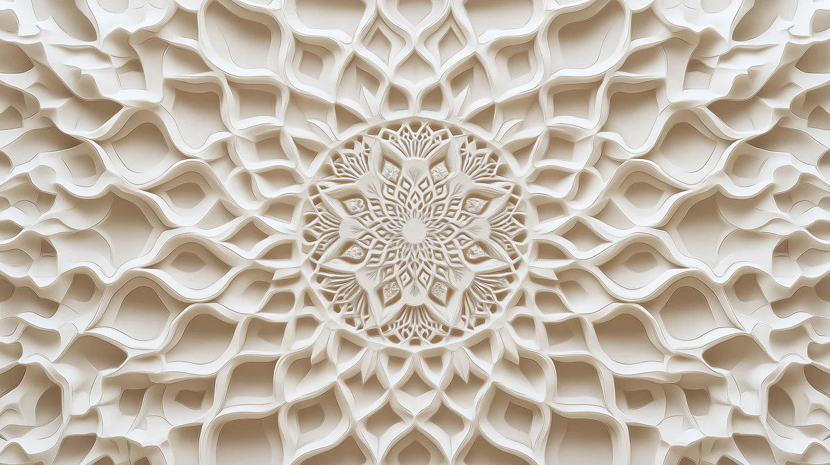 3D Wooden Mandala Mural Wallpaper in Bed Room Various Shades of Brown Mandala for Buddhism Mural Wallpaper - room preview 02