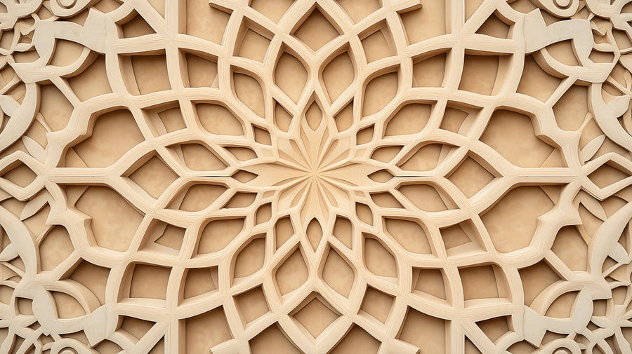 Mandala Wallpaper Mural – Zen Pattern Wall Mural – Wooden Mandala in Bed Room Various Shades of Brown Mandala for Buddhism printable artwork