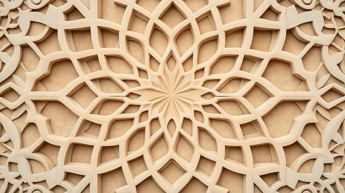 Wooden Mandala Mural Wallpaper in Bed Room Various Shades of Brown Mandala for Buddhism Mural Wallpaper - room preview 02