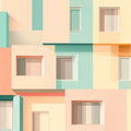 Colorful Building Facade Mural Wallpaper in Café Area Various Colors (Orange, Green, etc.) of Building Mural Wallpaper - room preview 02