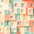Colorful Building Facade Mural Wallpaper in Café Area Various Colors (Orange, Green, etc.) of Building Mural Wallpaper - room preview 02