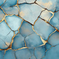 Blue and Gold Cracked Mural Wallpaper in Living Room Blue and Gold Crack Mural Wallpaper - room preview 02