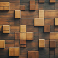 Wooden Cube Mural Wallpaper in Dining Room Various Shades of Brown Wooden Cube Mural Wallpaper - room preview 02