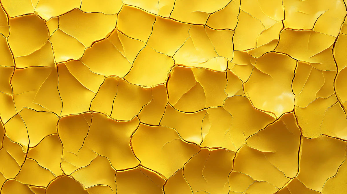Yellow Cracked Mural Wallpaper in Living Room Yellow Crack Mural Wallpaper - room preview 02