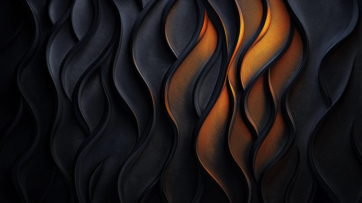 Black and Orange Wave Mural Wallpaper in Home office Black and Orange Wave Mural Wallpaper - room preview 02