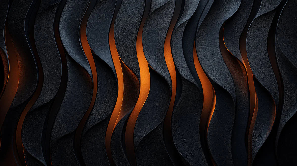 Black and Orange Wave Mural Wallpaper in Home office Black and Orange Wave Mural Wallpaper - room preview 02