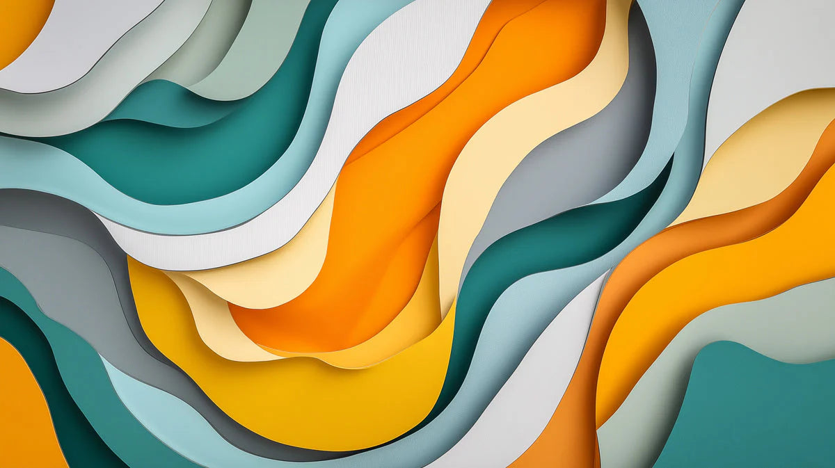 Colorful Wave Mural Wallpaper in Bedroom Various Colors (Green, Orange, etc.) of Wave Mural Wallpaper - room preview 02