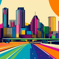 Iconic Empire State Building Mural Pop Art Sunset & NYC Hues Mural Wallpaper - room preview 02