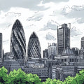 Black and White London Cityscape Mural Wallpaper for a commercial space Black and White London Cityscape Mural Wallpaper - room preview 02