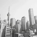 Black and White Toronto Cityscape Mural Wallpaper in Office Mural Wallpaper - room preview 02