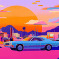 Orange Desert Sunset Mural Wallpaper in Bedroom Various Colors (Orange, Purple, etc.) of Desert Sunset Mural Wallpaper - room preview 02