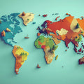 3D World Map Mural Wallpaper in Office Various Colors (Blue, Orange, etc.) of World Map Mural Wallpaper - room preview 02