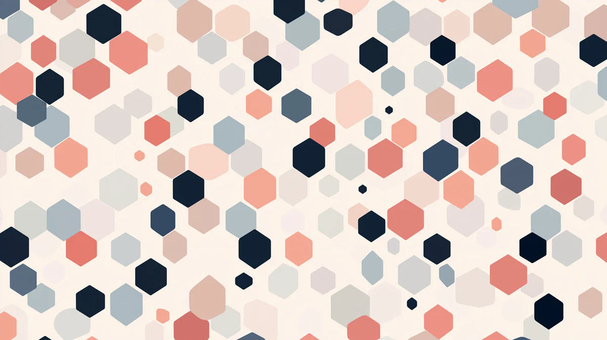 Hexagonal Pattern Mural Wallpaper in Cafe Various Pastel Colors of Hexagonal Patterns Mural Wallpaper - room preview 02
