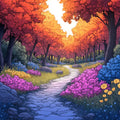 Autumn Forest Mural Wallpaper in Bedroom Various Colors (Red, Orange, Blue, etc.) of Autumn Forest Mural Wallpaper - room preview 02