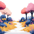 Pink and Blue Forest Mural Wallpaper in Bedroom Various Colors (Pink, Blue, Yellow, etc.) of Forest Mural Wallpaper - room preview 02