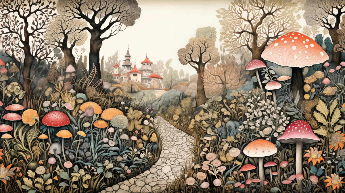 Fairy Tale Forest Mural Wallpaper in Living Room Various Colors (Brown, Green, etc.) of Tale Forest Mural Wallpaper - room preview 02