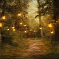 Forest with Lanterns Mural Wallpaper in Living Room Various Colors (Brown, Yellow, etc.) Mural Wallpaper - room preview 02
