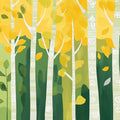 Abstract Yellow and Green Tree Mural Wallpaper in Living Room Yellow, Green Trees Mural Wallpaper - room preview 02