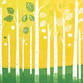 Abstract Yellow and Green Tree Mural Wallpaper in Living Room Yellow, Green Trees Mural Wallpaper - room preview 02