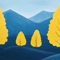 Blue and Yellow Tree Mural Wallpaper for a Restaurant Blue, Yellow Trees Mural Wallpaper - room preview 02