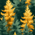 Green and Yellow Pine Tree Mural Wallpaper in Living Room Green, Yellow Pine Trees Mural Wallpaper - room preview 02