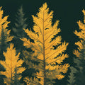 Green and Yellow Pine Tree Mural Wallpaper in Living Room Green, Yellow Pine Trees Mural Wallpaper - room preview 02