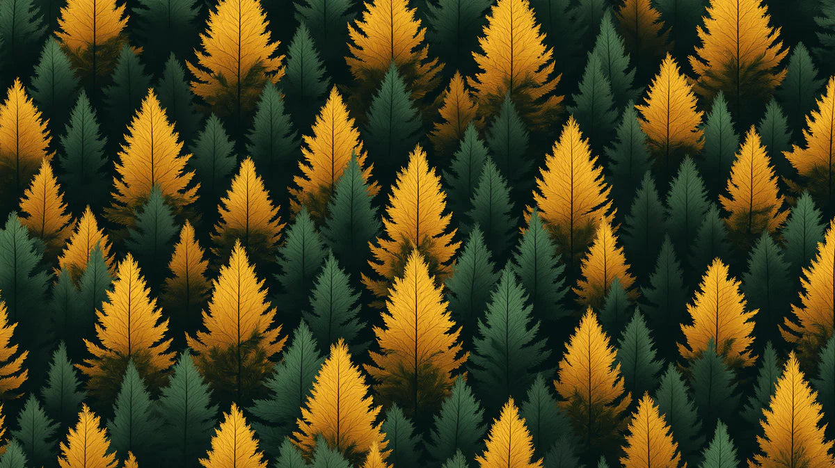 Green and Yellow Pine Tree Mural Wallpaper for a Dining Room Green, Yellow Pine Trees Mural Wallpaper - room preview 02