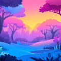 Purple and Pink Forest Mural Wallpaper in Bedroom Purple, Pink Forest Mural Wallpaper - room preview 02