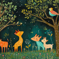 Forest and Animals Mural Wallpaper in Nursery Various Colors (Green, Brown, etc.) of Forest and Animals Mural Wallpaper - room preview 02