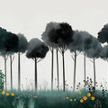 Pine Tree Mural Wallpaper in LivingRoom Various Shades of Green of Pine Trees Mural Wallpaper - room preview 02