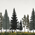 Pine Tree Mural Wallpaper in Dining Room Various Shades of Green of Pine Trees Mural Wallpaper - room preview 02