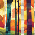 Abstract Tree Mural Wallpaper in Living Room Various Colors (Orange, Yellow, etc.) of Trees Mural Wallpaper - room preview 02