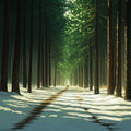 Snowy Forest Mural Wallpaper in Study Room Green, Blue Snowy Forest Mural Wallpaper - room preview 02