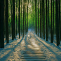 Snowy Forest Mural Wallpaper in Study Room Green, Blue Snowy Forest Mural Wallpaper - room preview 02