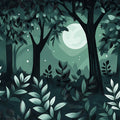 Teal Forest Mural Wallpaper in BedRoom Various Shades of Teal Forest Mural Wallpaper - room preview 02