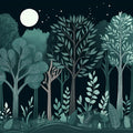 Teal Forest Mural Wallpaper in BedRoom Various Shades of Teal Forest Mural Wallpaper - room preview 02