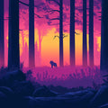 Forest and Wolf Mural Wallpaper in Study Room Various Colors (Pink, Purple, etc.) of Forest and Wolf Mural Wallpaper - room preview 02