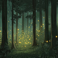 Green Forest with Fireflies Mural Wallpaper in Bedroom Green, Yellow Forest with Fireflies Mural Wallpaper - room preview 02