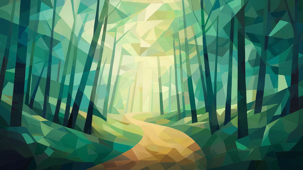 Abstract Green Forest Mural Wallpaper in Living Room Green, Yellow Forest Mural Wallpaper - room preview 02