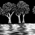Black and White Tree Mural Wallpaper in Dining Room Black, White Trees Mural Wallpaper - room preview 02