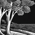 Black and White Tree Mural Wallpaper in Dining Room Black, White Trees Mural Wallpaper - room preview 02