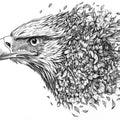 Eagle and Flowers Black and White Eagle and Flowers Mural Wallpaper - room preview 02