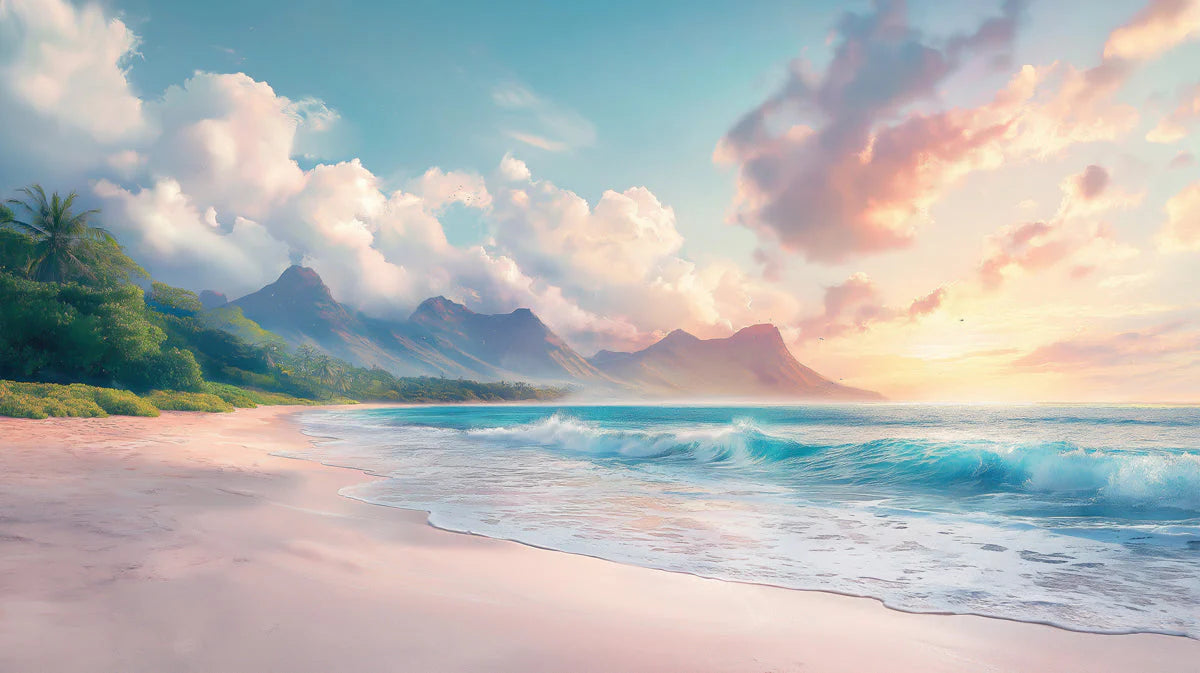 Beach and Waves Mural Wallpaper in Cafe Various Colors (Blue, Green, etc.) of Beach and Waves Mural Wallpaper - room preview 02