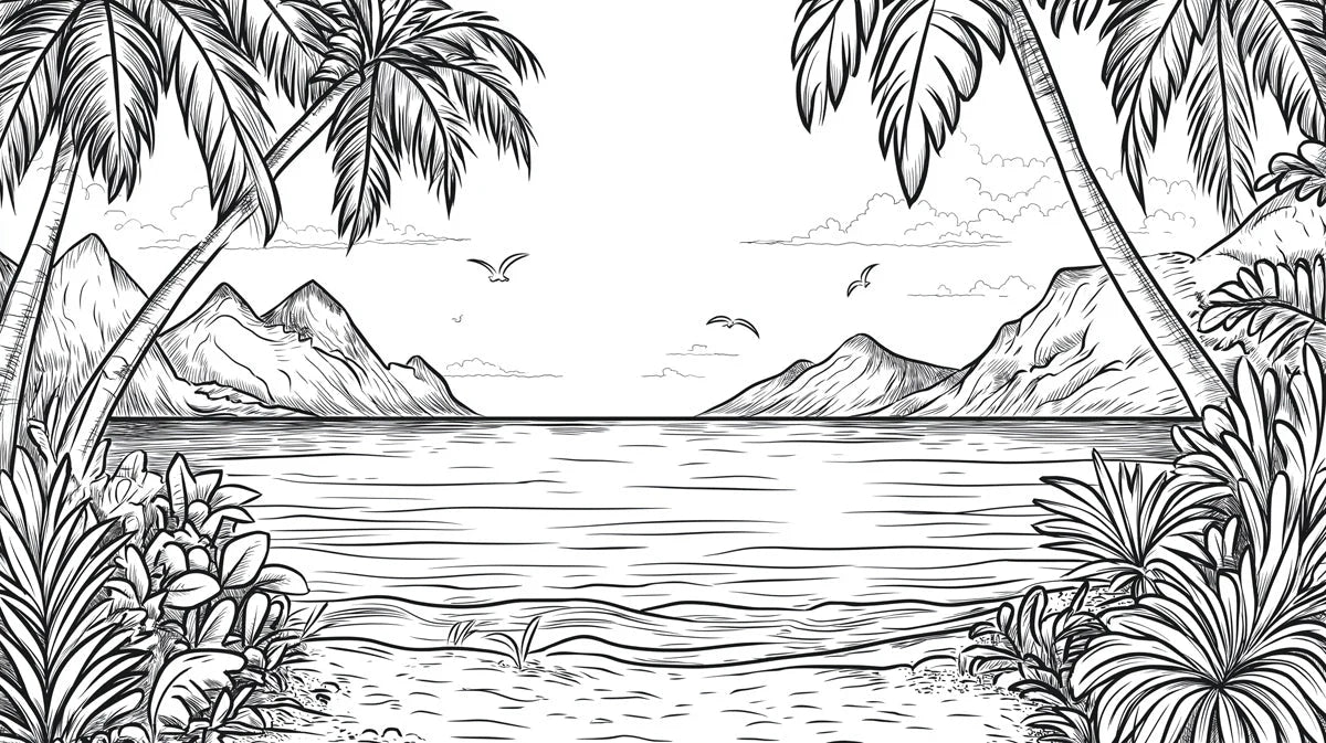 Black and White Beach Black, White Black and Beach Mural Wallpaper - room preview 02