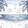 Blue and White Beach Blue, White Black and Beach Mural Wallpaper - room preview 02